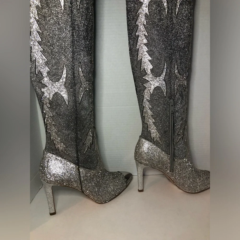 Gianni Bini Silver Over-the-Knee Boots w/ Stiletto Heel BRAND NEW Sz 7 & 5.5. 🥶🪩